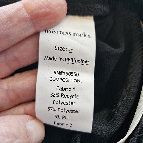 Mistress Rocks Womens Pants Sz L Black With Chiffon Overlay At Waist Back Zip - Picture 14 of 16